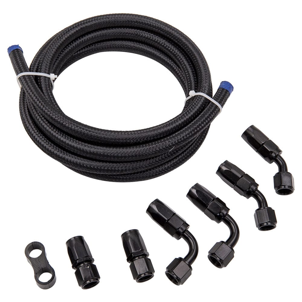 Braided 3/8 Fuel Line 6AN Oil/Gas/Fuel Hose End Fitting Hose Separator  Clamp Kit