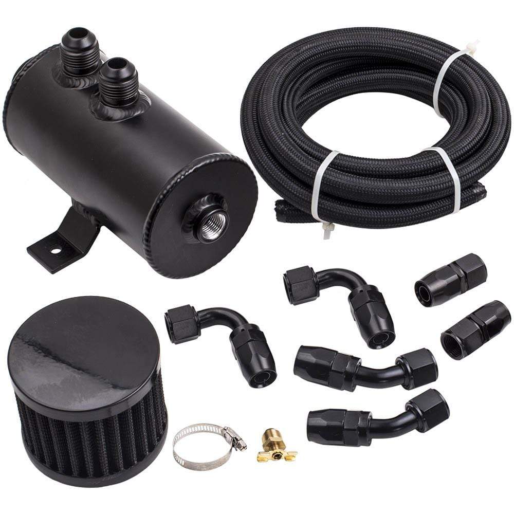 Black Universal Oil Catch Can, AN10 Motor Engine Components Oil Catch Can